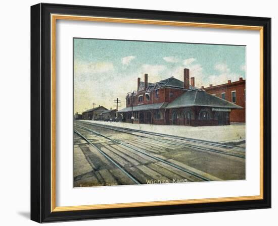 Wichita, Kansas - Exterior View of Rock Island Train Depot-Lantern Press-Framed Art Print