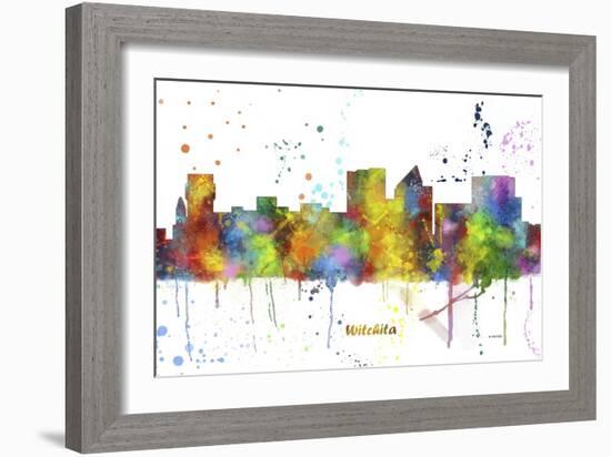 Wichita Kansas Skyline MCLR 1-Marlene Watson-Framed Giclee Print