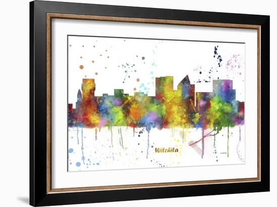 Wichita Kansas Skyline MCLR 1-Marlene Watson-Framed Giclee Print