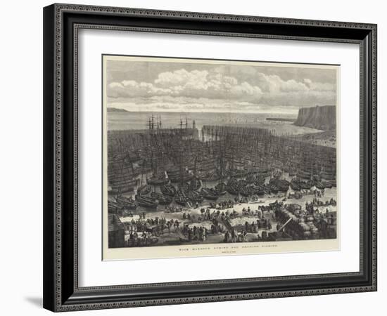 Wick Harbour During the Herring Fishing-Samuel Read-Framed Giclee Print