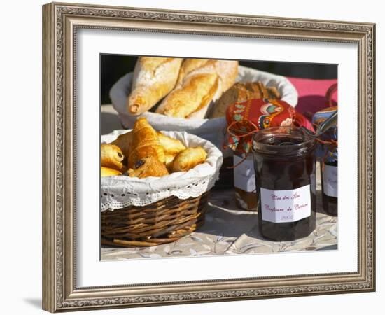 Wicker Basket with Croissants and Breads, Clos Des Iles, Le Brusc, Var, Cote d'Azur, France-Per Karlsson-Framed Photographic Print