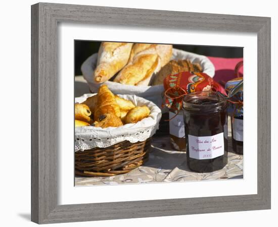 Wicker Basket with Croissants and Breads, Clos Des Iles, Le Brusc, Var, Cote d'Azur, France-Per Karlsson-Framed Photographic Print