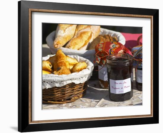 Wicker Basket with Croissants and Breads, Clos Des Iles, Le Brusc, Var, Cote d'Azur, France-Per Karlsson-Framed Photographic Print