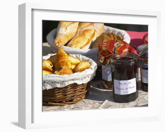 Wicker Basket with Croissants and Breads, Clos Des Iles, Le Brusc, Var, Cote d'Azur, France-Per Karlsson-Framed Photographic Print