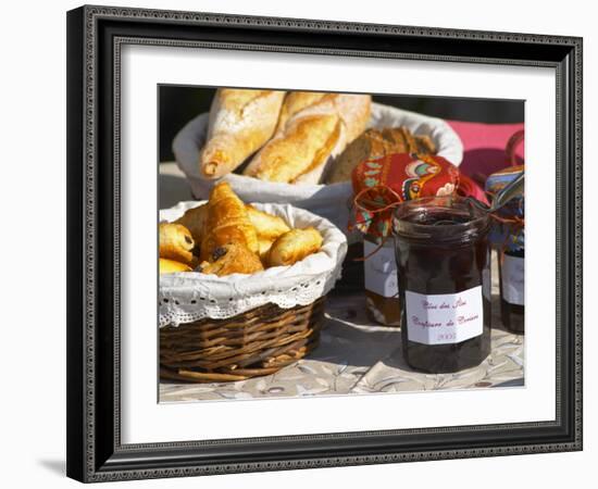 Wicker Basket with Croissants and Breads, Clos Des Iles, Le Brusc, Var, Cote d'Azur, France-Per Karlsson-Framed Photographic Print