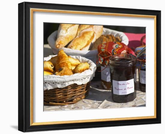 Wicker Basket with Croissants and Breads, Clos Des Iles, Le Brusc, Var, Cote d'Azur, France-Per Karlsson-Framed Photographic Print