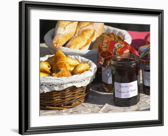 Wicker Basket with Croissants and Breads, Clos Des Iles, Le Brusc, Var, Cote d'Azur, France-Per Karlsson-Framed Photographic Print