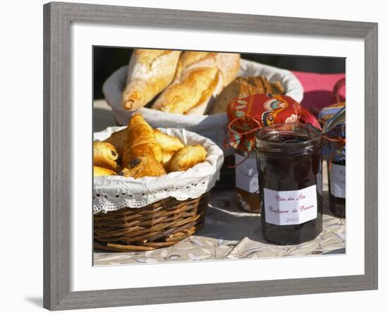 Wicker Basket with Croissants and Breads, Clos Des Iles, Le Brusc, Var, Cote d'Azur, France-Per Karlsson-Framed Photographic Print