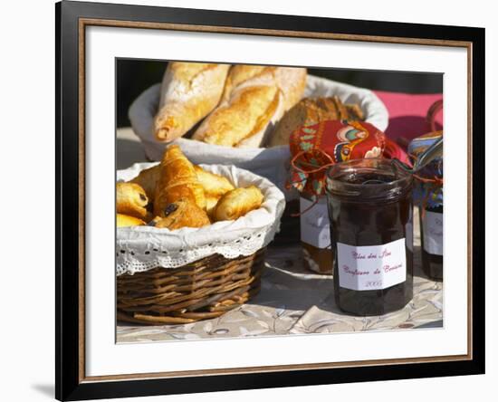 Wicker Basket with Croissants and Breads, Clos Des Iles, Le Brusc, Var, Cote d'Azur, France-Per Karlsson-Framed Photographic Print