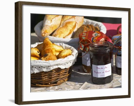 Wicker Basket with Croissants and Breads, Clos Des Iles, Le Brusc, Var, Cote d'Azur, France-Per Karlsson-Framed Photographic Print