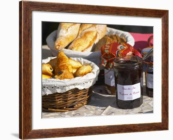 Wicker Basket with Croissants and Breads, Clos Des Iles, Le Brusc, Var, Cote d'Azur, France-Per Karlsson-Framed Photographic Print