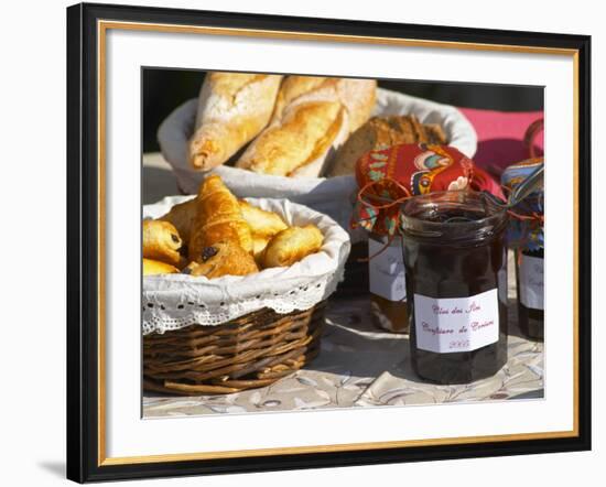 Wicker Basket with Croissants and Breads, Clos Des Iles, Le Brusc, Var, Cote d'Azur, France-Per Karlsson-Framed Photographic Print