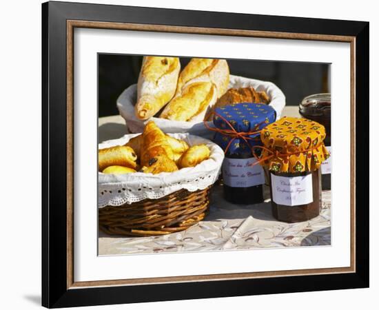 Wicker Basket with Croissants and Breads, Clos Des Iles, Le Brusc, Var, Cote d'Azur, France-Per Karlsson-Framed Photographic Print