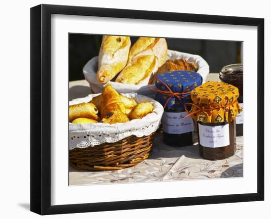 Wicker Basket with Croissants and Breads, Clos Des Iles, Le Brusc, Var, Cote d'Azur, France-Per Karlsson-Framed Photographic Print