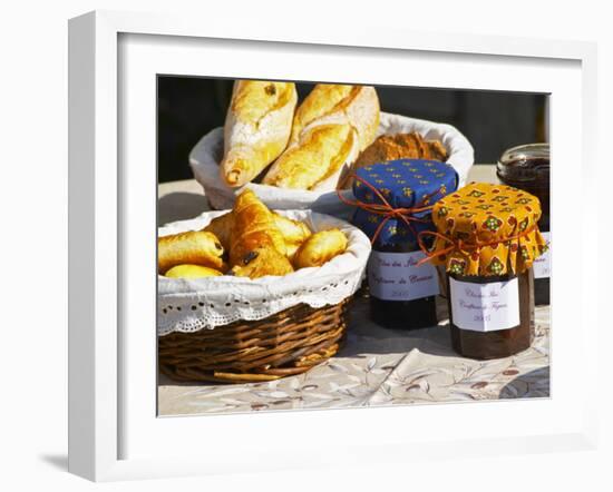 Wicker Basket with Croissants and Breads, Clos Des Iles, Le Brusc, Var, Cote d'Azur, France-Per Karlsson-Framed Photographic Print