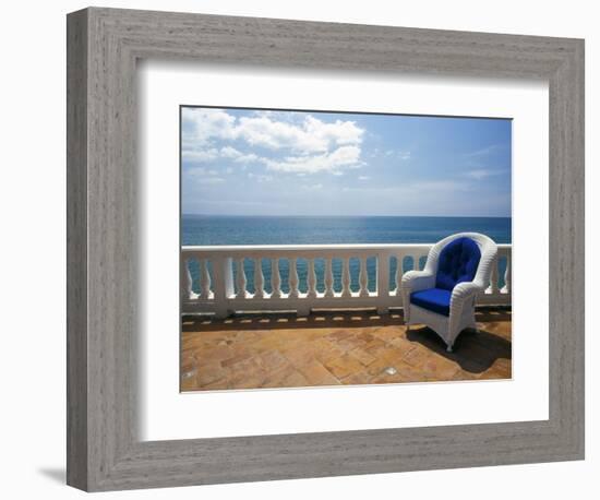 Wicker Chair and Tiled Terrace at the Hornet Dorset Primavera Hotel, Puerto Rico-Michele Molinari-Framed Photographic Print