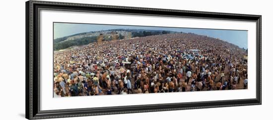 Wide Angle Overall of Huge Crowd Facing the Distant Stage, During the Woodstock Music and Art Fair-John Dominis-Framed Photographic Print