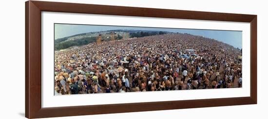 Wide Angle Overall of Huge Crowd Facing the Distant Stage, During the Woodstock Music and Art Fair-John Dominis-Framed Photographic Print