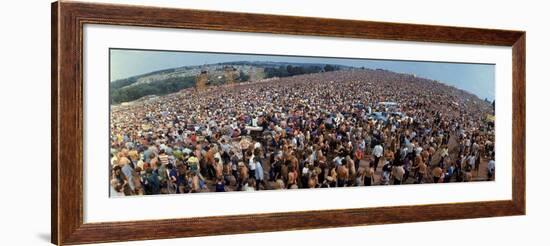 Wide Angle Overall of Huge Crowd Facing the Distant Stage, During the Woodstock Music and Art Fair-John Dominis-Framed Photographic Print