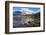 Wide angle shot of Capri Lagoon featuring Monte Fitz Roy in the background and rocks in the foregro-Fernando Carniel Machado-Framed Photographic Print