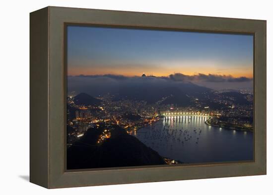 Wide Angle View of Rio De Janeiro at Sunset with Guanabara Bay-Alex Saberi-Framed Premier Image Canvas