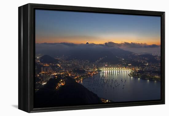 Wide Angle View of Rio De Janeiro at Sunset with Guanabara Bay-Alex Saberi-Framed Premier Image Canvas