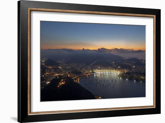 Wide Angle View of Rio De Janeiro at Sunset with Guanabara Bay-Alex Saberi-Framed Photographic Print