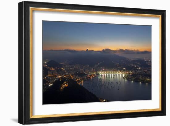 Wide Angle View of Rio De Janeiro at Sunset with Guanabara Bay-Alex Saberi-Framed Photographic Print