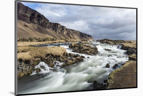 Wide Angle View of River at Foss a Sidu, South Iceland, Iceland, Polar Regions-Chris Hepburn-Mounted Photographic Print