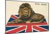 Wide Awake British Lion on Union Jack-null-Mounted Art Print