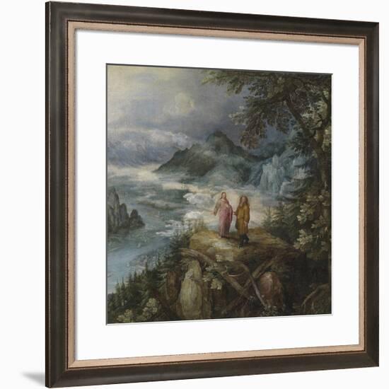 Wide Mountain Landscape with the Temptation of Christ-Pieter Bruegel the Elder-Framed Premium Giclee Print