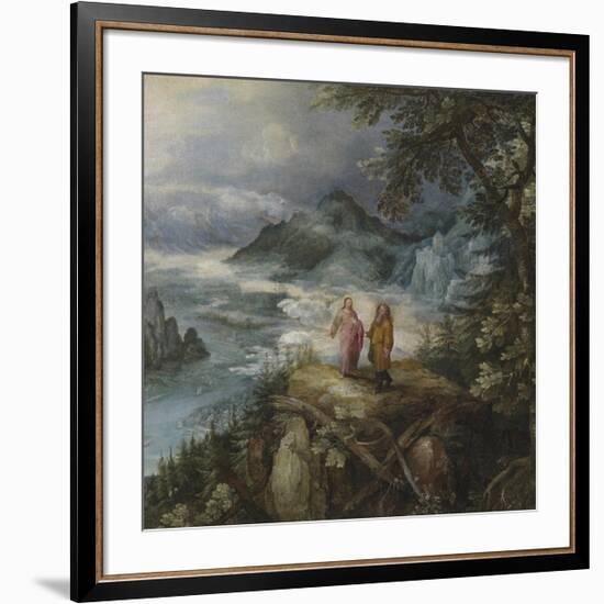 Wide Mountain Landscape with the Temptation of Christ-Pieter Bruegel the Elder-Framed Premium Giclee Print