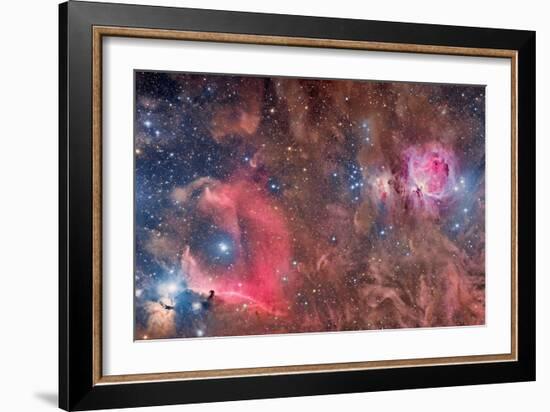 Widefield View of Orion Nebula and Horsehead Nebula--Framed Photographic Print