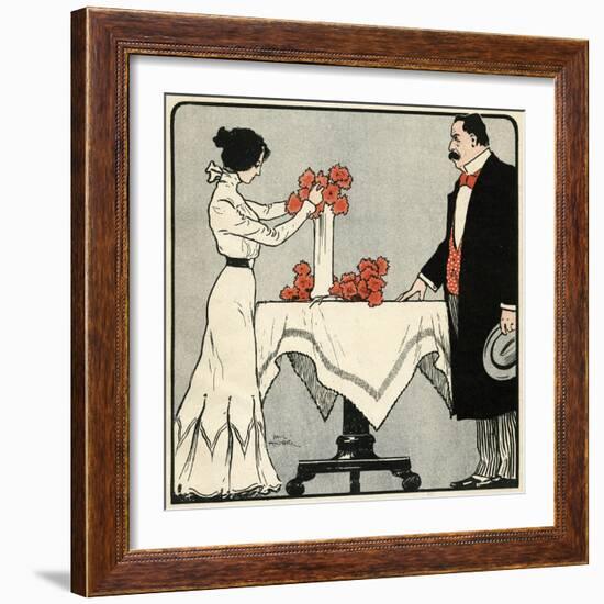 Wife Arranges Flowers-Paul Fischer-Framed Art Print