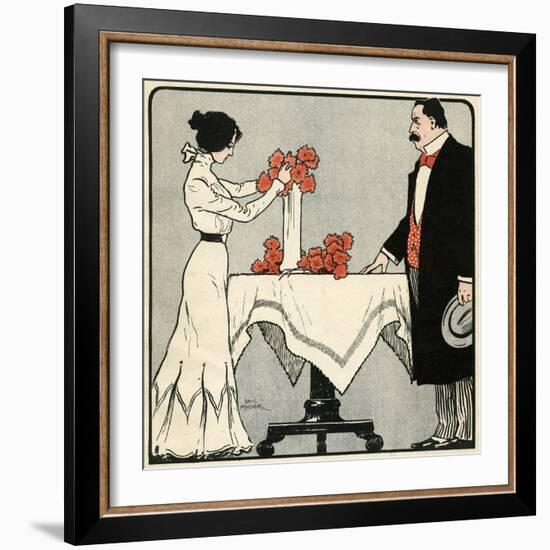 Wife Arranges Flowers-Paul Fischer-Framed Art Print