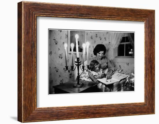 Wife of Senator Jackie Kennedy Reading Book to Her Daughter Caroline In Family's summer home-Alfred Eisenstaedt-Framed Photographic Print