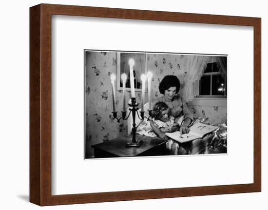 Wife of Senator Jackie Kennedy Reading Book to Her Daughter Caroline In Family's summer home-Alfred Eisenstaedt-Framed Photographic Print