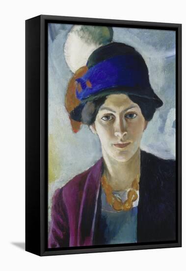 Wife of the Artist with Hat, 1909-August Macke-Framed Premier Image Canvas