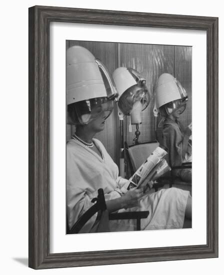 Wig Posing under Drier-Nina Leen-Framed Photographic Print