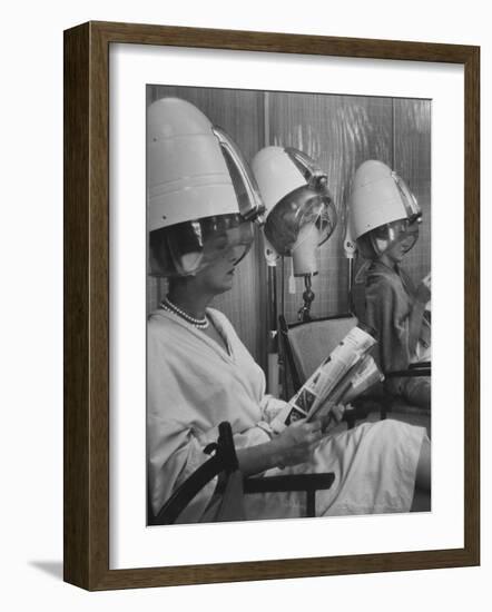 Wig Posing under Drier-Nina Leen-Framed Photographic Print