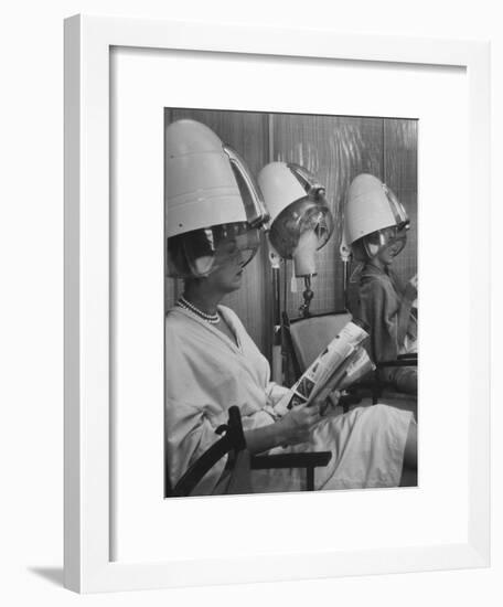 Wig Posing under Drier-Nina Leen-Framed Photographic Print