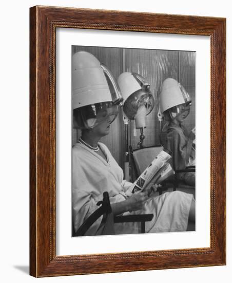 Wig Posing under Drier-Nina Leen-Framed Photographic Print