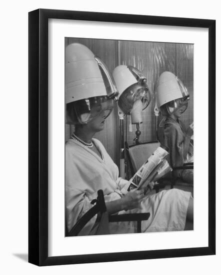 Wig Posing under Drier-Nina Leen-Framed Photographic Print