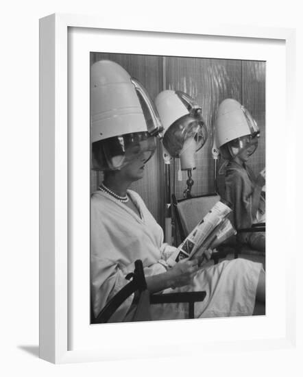 Wig Posing under Drier-Nina Leen-Framed Photographic Print