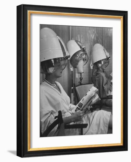 Wig Posing under Drier-Nina Leen-Framed Photographic Print