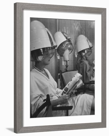 Wig Posing under Drier-Nina Leen-Framed Photographic Print