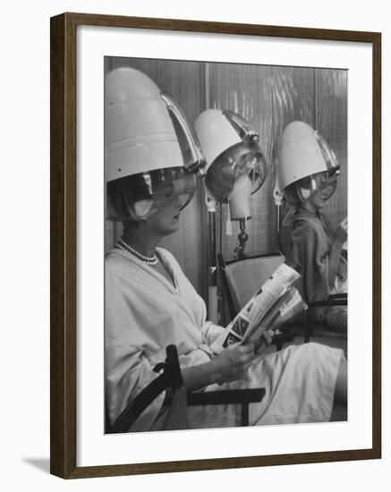 Wig Posing under Drier-Nina Leen-Framed Photographic Print