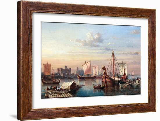 Wikingerschiffe auf der Themse-Everhardus Koster-Framed Giclee Print