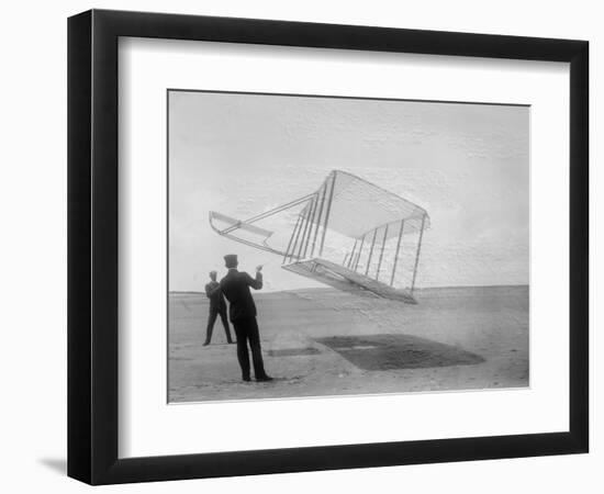 Wilbur and Orville Wright Flying Glider Photograph-Lantern Press-Framed Premium Giclee Print