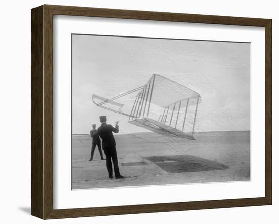 Wilbur and Orville Wright Flying Glider Photograph-Lantern Press-Framed Art Print